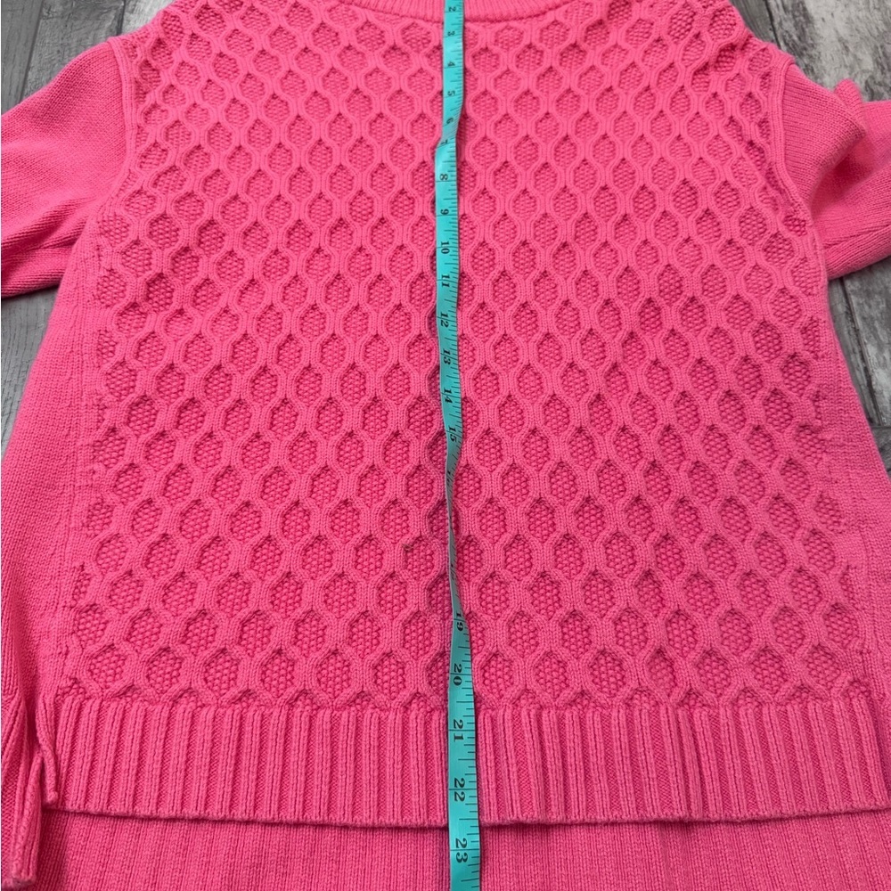 Talbots Honeycomb Weave Hi Low Mock Neck Cable Sweater Pink Medium - Picture 4 of 7